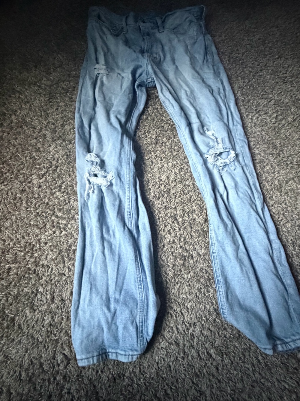 Men's Light Blue Distressed Bootcut Jeans